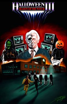 an image of a movie poster for halloween ii, with people walking in the street