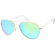 Retro Flash Mirrored Lens Metal Aviator Sunglasses - zeroUV Round Aviator Sunglasses, Colored Mirror, Green Mirrors, Metal Hinges, Classic Metal, Metal Sunglasses, English Style, Trending Fashion, Retro Chic