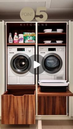 a washer and dryer in a room with the words point 5 written above it