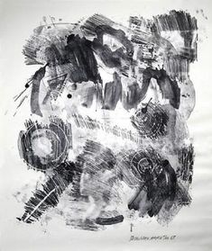 black and white abstract painting on paper