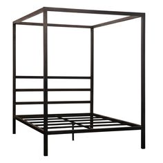 Dovetail Colby Black Iron Modern Canopy Bed Modern Canopy Bed, Modern Canopy, Bold Bedroom, Dovetail Furniture, Industrial Bedroom, King Size Bed Frame, Canopy Design, Queen Size Bed Frames, Bed Furniture Design