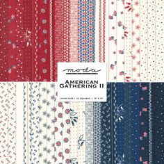 the american gathering ii paper pad is shown in red, white and blue with floral designs