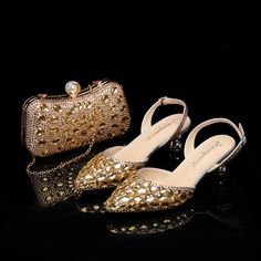 Step into elegance and glamour with our Champagne Colored Rhinestone-Embellished Electroplated Ladies' Evening Shoes. These exquisite shoes are designed to make a statement at any formal occasion or special event. The champagne color adds a touch of sophistication, while the unique shape and dazzling rhinestone embellishments create a truly eye-catching look. Crafted with attention to detail and quality, these shoes are sure to elevate your style and leave a lasting impressionColor: CoffeeProduc Flat Heels With Rhinestones For Prom, Low Heel Rhinestone Wedding Shoes For Evening, Low Heel Wedding Shoes With Rhinestones For Evening, Glamorous Gold Wedding Shoes For Party Season, Gold Wedding Shoes With Rhinestones For Events, Elegant Wedding Shoes With Rhinestones For Party, Elegant Wedding Shoes With Rhinestones, Evening Formal Wedding Shoes With Rhinestones, Elegant Rhinestone Wedding Shoes For Party Season