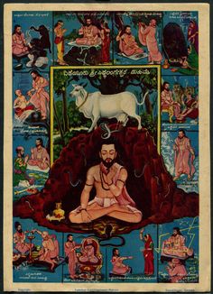 India 1950s-60s Hindu poster YEDEEYUR SIDDALINGASWAMI MAHIME 7" x 10" picclick.com