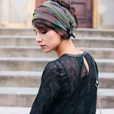 Scarf Covered Short Hair Turban Mode, Scarf Wrap Styles, Bandana Bayi, Headbands For Short Hair, Hair Scarf Styles, Head Scarf Styles, Pigtail Hairstyles, Penteado Cabelo Curto, Short Haircut