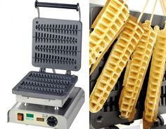 some waffles are being cooked on a griddle and one is frying