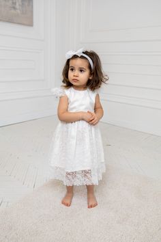 Christening dress for baby girl. The colour of the dress is ivory. The dress is fully lined with cotton. The lace is delicate, so it's perfect choice for your little one's baptism. Please, choose the correct size in the options. Fabric-natural cotton and floral ivory lace. It is a set of the dress and headband. *Wash & care instructions: *Washing in cold water by hand. Only air drying. DELIVERY TIME : Shipping to Europe usually takes 8-10 days, USA-10-12 days. Also you can choose express deliver Lace Princess Dress With Ruffles For First Communion, First Communion Dress With Lace Bodice, Princess Style Lace Dress For First Communion, First Communion Princess Dress With Lace Trim, Elegant Lace Baptism Dress, Elegant Lace First Communion Dress, Spring Baptism Dress With Lace Bodice For First Communion, Lace First Communion Dress For Spring, Princess Style First Communion Dress With Lace