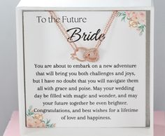 a card with the message to the future bride on it's front and back