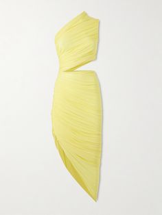 Alaïa's dress is sure to turn heads at your next event thanks to its beautiful, sunshine-yellow hue. Crafted from stretch-jersey, it's detailed with a one-shoulder neckline and skin-baring cutout at the waist. Style yours with vertiginous heels. Yellow Ruched Mini Dress For Evening, Yellow One-shoulder Midi Dress For Evening, Yellow One-shoulder Evening Midi Dress, Yellow Ruched Maxi Dress For Party, Yellow Ruched Evening Dress, Yellow One-shoulder Fitted Maxi Dress, Yellow Fitted One-shoulder Maxi Dress, Swimsuit Jewelry, Beautiful Sunshine