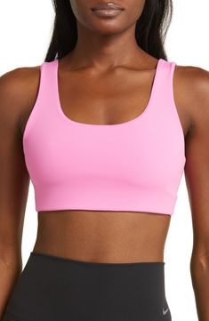 Nike Alate All U Sports Bra | Nordstrom Nike Seamless Sports Bra For Training, Sports Bra With Minimal Stretch For Workout, Athleisure Sports Bra With Medium Support And Wide Straps, Sports Bra With Built-in Padding And Scoop Neck, Nike Seamless Sports Bra For Yoga, Athleisure Sports Bra With Wide Straps, Sporty Sports Bra For Pilates With Wide Straps, Scoop Neck Sports Bra With Built-in Padding, Nike Seamless Sports Bra