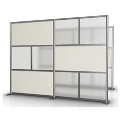 Modern Room Divider Wall
White & Hammered Freeze Translucent  Panels 
Wall Width =  100" (8'-4")*
Wall Height = 75" (6'-3")
Easy to install and to take down
Portable and easy to move
Combine and attach wall sections to create different length walls and configurations Room Divider Office, Modern Room Partitions, Modern Office Partitions, Office Divider, Bedroom Divider, Office Redesign, Room Partitions, Office Redo, Room Divider Headboard