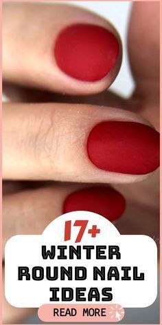 Nails Short Red Dark, Red Winter Nails Short, Red Round Nails Design, Short Red Nail Designs Gel, Sns Winter Nails, Natural Winter Nails, Red Dip Nails, Round Nail Ideas, Nail Ideas For Fall