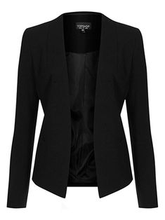 The Best Black Blazer Under $100, According To Math #Refinery29 Topshop Jacket, Slim Blazer, Work Blazer, Slim Fit Jackets, Slim Fit Blazers, Open Front Blazer, Open Front Jacket, Classic Wardrobe, Tailored Blazer