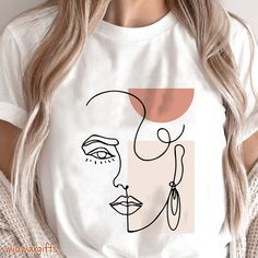 Ladies T Shirt Print Design, Girls T Shirt Print Design, Tshirt Design Ideas Trendy, Abstract Woman Face, Face Line Art, T-shirt Print Design, Trendy Shirt Designs, Abstract Woman, T Shirt Painting