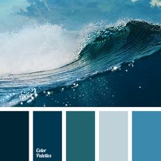 an ocean scene with waves and blue hues in the color scheme, which is used for