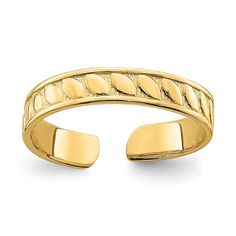 Product Weight Weighs approximately 0.82 grams. Product Specifications - Material : Primary - Purity : 14K - Finish : Polished - Feature : Adjustable - Material : Primary : Gold - Product Type : Jewelry - Jewelry Type : Rings - Sold By Unit : Each - Material : Primary - Color : Yellow - Ring Type : Toe Midi Rings Gold, Yellow Rings, Engraved Design, Toe Ring, Sell Gold, Rose Gold Metal, Elegant Ring, Gold Polish, Fine Jewelry Gift