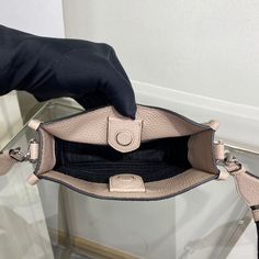 Size: Standard Size It comes with Dust box, Care manual, Tag, and Paper bag. Tape Shoulder, Prada Mini, Prada Leather, Triangle Logo, Mini Shoulder Bag, Leather Mini, Prada Bag, Luxury Bags, Fashion Bags