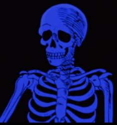 a blue skeleton is shown in the dark