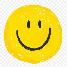 a yellow smiley face drawn in black ink on a transparent background png image with no background