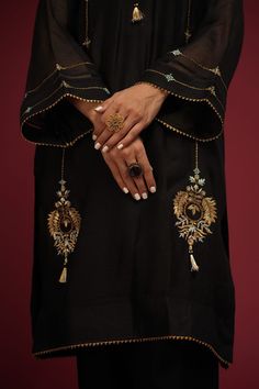 Crescent (Three Piece) – Zaaviay Global Elegant Gold Sharara With Naqshi Detailing, Elegant Gold Sharara With Naqshi, Elegant Gold Naqshi Sharara, Designer Gold Lawn Suit With Naqshi, Elegant Anarkali Set With Naqshi For Party, Elegant Abaya With Dupatta, Black Dabka Work Kaftan For Eid, Black Kaftan With Dabka Work For Eid, Eid Black Kaftan With Dabka Work