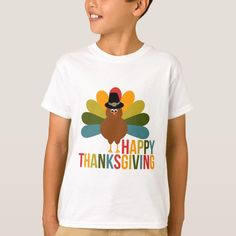 Colorful Happy Thanksgiving Turkey T-Shirt Thanksgiving Outfit Kids, Thanksgiving Tshirts, Happy Thanksgiving Turkey, Thanksgiving Clothes, Cute Thanksgiving Outfits, Turkey Trot, Thanksgiving Crafts For Kids, Turkey Shirts, Thanksgiving Traditions