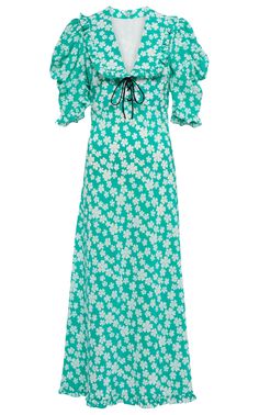 Miu MiuFloral Midi Dress - Runway Catalog Luxury Miu Miu Summer Dress, Luxury Summer Dress By Miu Miu, Luxury Miu Miu Dresses For Women, Luxury Green Midi Dress With Floral Embroidery, Luxury Fitted Miu Miu Dresses, Luxury Green Floral Embroidery Midi Dress, Runway Dresses, Floral Print Midi Dress, Silk Midi Dress