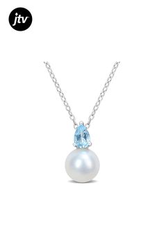 Enhance your ensemble with the captivating beauty of this 8.5-9mm Cultured Freshwater Pearl and 1/2CT TGW Blue Topaz-Sky Pendant, delicately crafted in sterling silver. The pendant features a lustrous white pearl paired with a dazzling blue topaz-sky gemstone, adding a touch of sophistication to any outfit. Paired with its 18-inch chain, this necklace exudes timeless elegance and grace. Embrace the enchanting allure of this pearl and blue topaz-sky pendant and let its radiant beauty elevate your Radiant Beauty, Pendant With Chain, Blue Pearl, White Pearl, Cultured Pearls, Pearl Jewelry, Pearl White, Blue Topaz, Freshwater Pearls