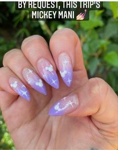 Mickey Gel Nail Designs, Disney Nails Square, Blue Disney Nails, Disney Almond Nails, Summer Disney Nails, Subtle Disney Nails, Disney Nails Design, Rapunzel Nails, Tangled Nails