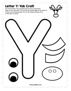 the letter y is for yak craft and it's cut out to look like a