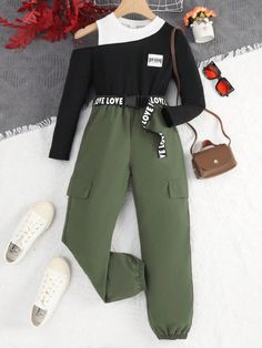 Multicolor Casual Collar   Color combinado  Embellished Elástico Ligero Sporty Womens Fashion, Belted Pants