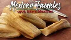 mexican tamales on a wooden table with a fork and knife in the background that says, cook like a mexican