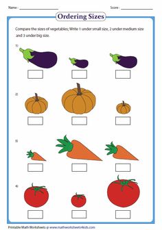 the worksheet for ordering vegetables to find which one is in the correct position