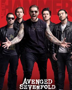 the band avengeed sevenfold on a red background