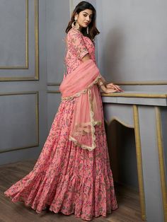 Colour: pinkFloral printedRound neckShort, regular sleevesAnarkali shape with regular styleSequinned detailAnkle length with flared hemMachine weave regular georgette Georgette Choli With Printed Motifs, Pink Georgette Lehenga With Printed Motifs, Pink Floral Print Unstitched Lehenga, Pink Floral Print Lehenga Unstitched, Eid Pink Sharara With Printed Motifs, Pink Unstitched Lehenga With Printed Motifs, Pink Georgette Anarkali Set With Printed Motifs, Pink Lehenga With Printed Motifs, Pink Floral Print Anarkali Set Maxi Length