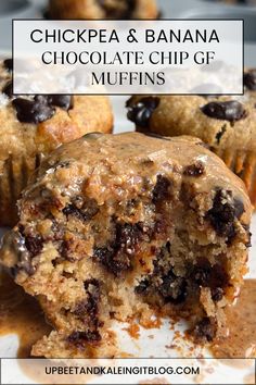 chocolate chip muffins with peanut butter and chocolate chips on top