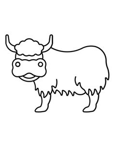 a black and white drawing of a bull with horns