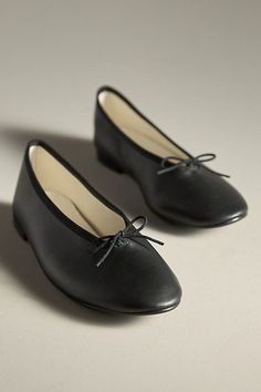 Leather upper, insole Rubber sole Slip-on styling Imported | Lilouh Ballet Flats by Repetto in Black, Women's, Size: 38.5/8.5, Leather/Rubber at Anthropologie Black Round Toe Ballet Flats For Galas, Black Ballet Flats, Black Flats, Ballet Flats, Rubber Sole, Leather Upper, Anthropologie, Ballet, Slip On