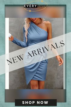 Pewter One-shoulder Belted Long Sleeve Bodycon Dress One-shoulder Mini Dress For Fall Brunch, One Shoulder Mini Dress For Fall Brunch, Dresses Bodycon, Bodycon Dress With Sleeves, Sleeve Bodycon Dress, Bodycon Dresses, Long Sleeve Bodycon, Long Sleeve Bodycon Dress, Women Dresses