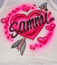 a white tank top with the word summer painted on it and an arrow in the center