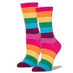 Women's Rainbow Stripes Crew Socks Rainbow Stripe