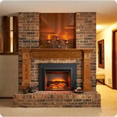 a fire place in the middle of a living room