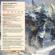 an image of a card for the game frosted element, which features a giant monster like creature