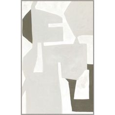 an abstract painting with grey and white colors