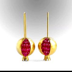 Gourgeous Earrings, Gf Silver With Garnets, Realistic Depiction Of Pomegranates. Gold Filled Stetling Silver. Perfect For Everyone, Especially Holidays Like Christmas, Rosh Hashana, Perfect Gift For Weding, Bridesmade, Birthday, Day Date, Party, Graduation, Or Just Because. Ageless. Timeless. Classic. Romantic. Biblical. Symbolizes Fertility, Mitzvah, Good Deed, Good Karma, Good Luck, Love. Happy Poshing ! Pomegranate Earrings, Rosh Hashana, Good Karma, Good Deeds, Timeless Classic, Fertility, Pomegranate, Red Gold, Garnet