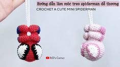 Crochet Spiderman Free Pattern, Crochet Spiderman Keychain, Spiderman Crochet Pattern Free, Spiderman A Crochet, Spiderman Crochet Pattern, Spiderman Keychain, Crochet Heart Keychain, Cute Spiderman, Spiderman Crochet