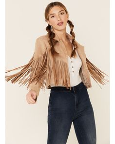 Understated Leather Women's Tan American Woman Fringe Snap-Front Suede Jacket | Boot Barn Tassel Jacket, Boot Barn, Fringe Festival, Heart Women, Fringe Jacket, Black Fringe, Hem Style, Cropped Style, Clothing Size Chart