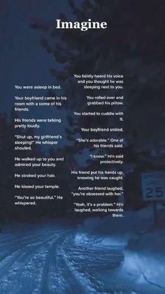 the back cover of imagine, with an image of a snowy road and trees in the background