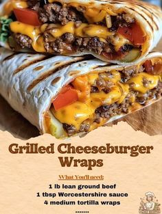 a poster advertising grilled cheeseburger wraps