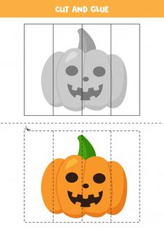 cut and glue halloween pumpkins for kids to learn how to make them look like they are