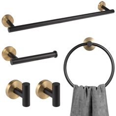 bathroom accessories set with towel ring, toilet paper holder and towel bar in bronze finish